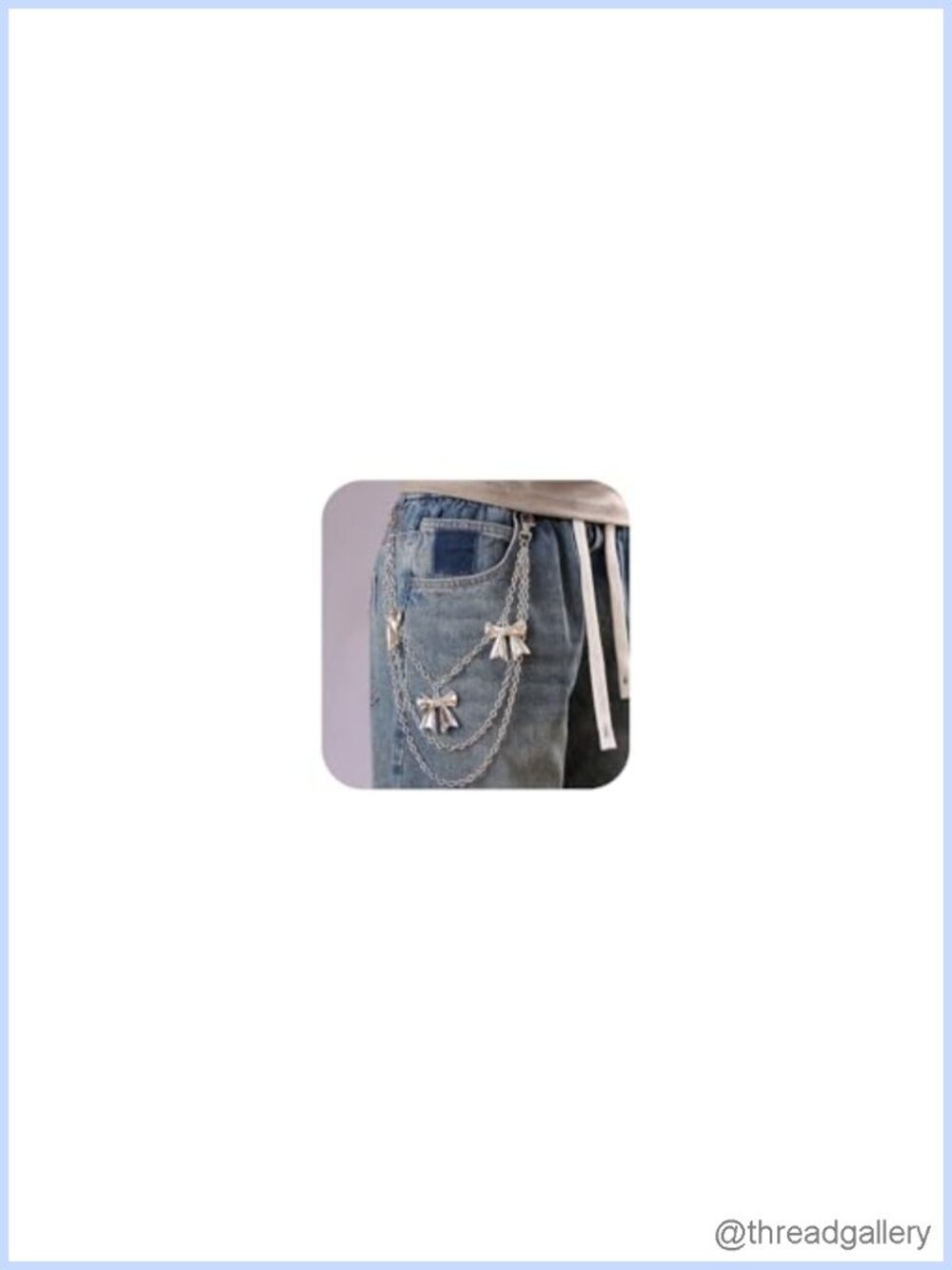 Layered Bow Pants Chain Belt Chain Silver-tone Alloy Y2K